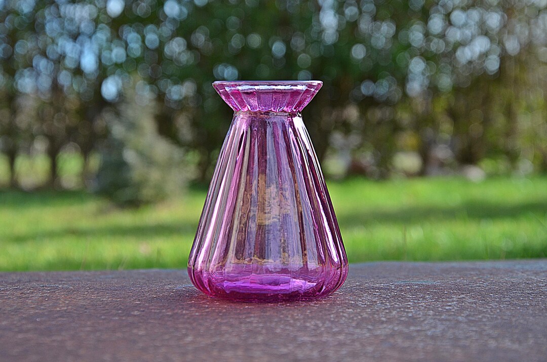 Vintage Pink Bud Vase Ribbed Art Decor Small Retro Floral Accent - Etsy