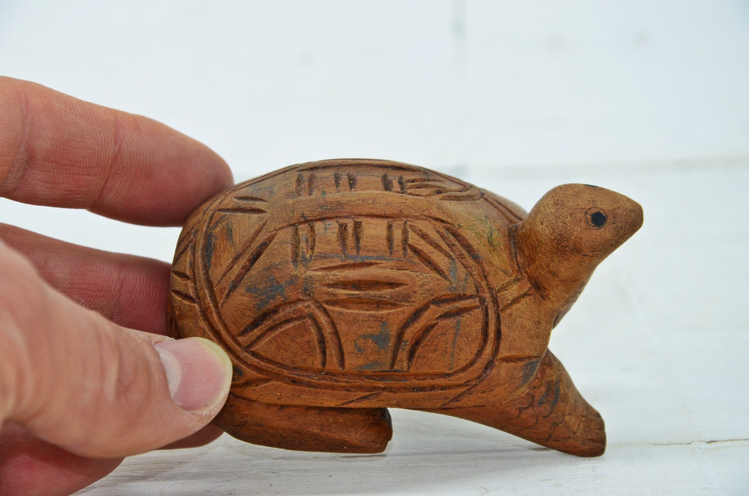 Vintage Hand geschnitzt E-Holz Schildkröte handgemachte Holz | Etsy