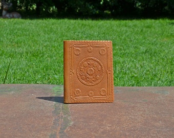 Vintage Compact Leather Folio | Hand-Stamped Retro Notes Holder