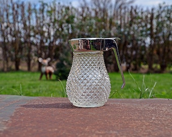 Dispensador de jarabe de vidrio retro con tapa abatible, vertedor de azúcar vintage, decoración de cocina