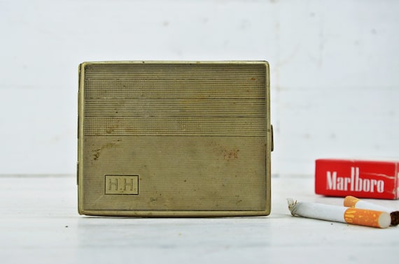 Cigarette case, Vintage metal cigarette case, Old