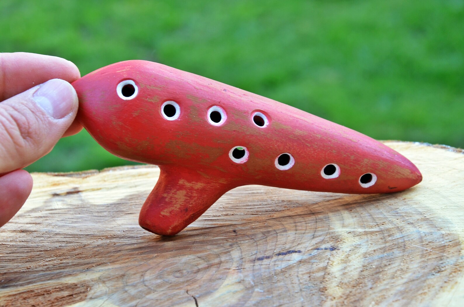 Vintage Ocarina Ceramic Red Ocarina Traditional Folk Wind Etsy