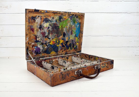 Vintage Wooden Artist Traveling Paint Box, Antique Paint Box, Large Artist  Box Art Supplies Drawing Painting Calligraphy 