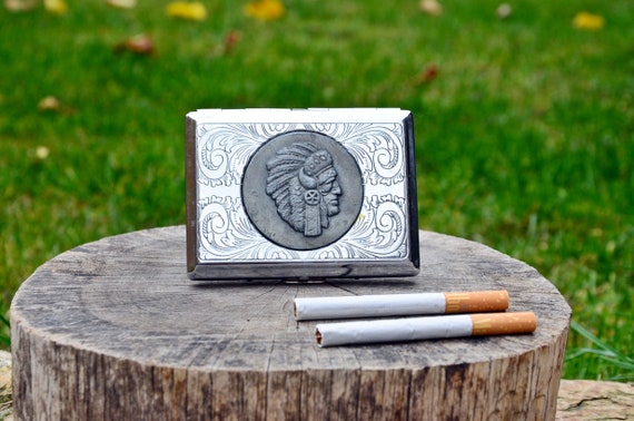 Cigarette case, Vintage metal cigarette case, Old