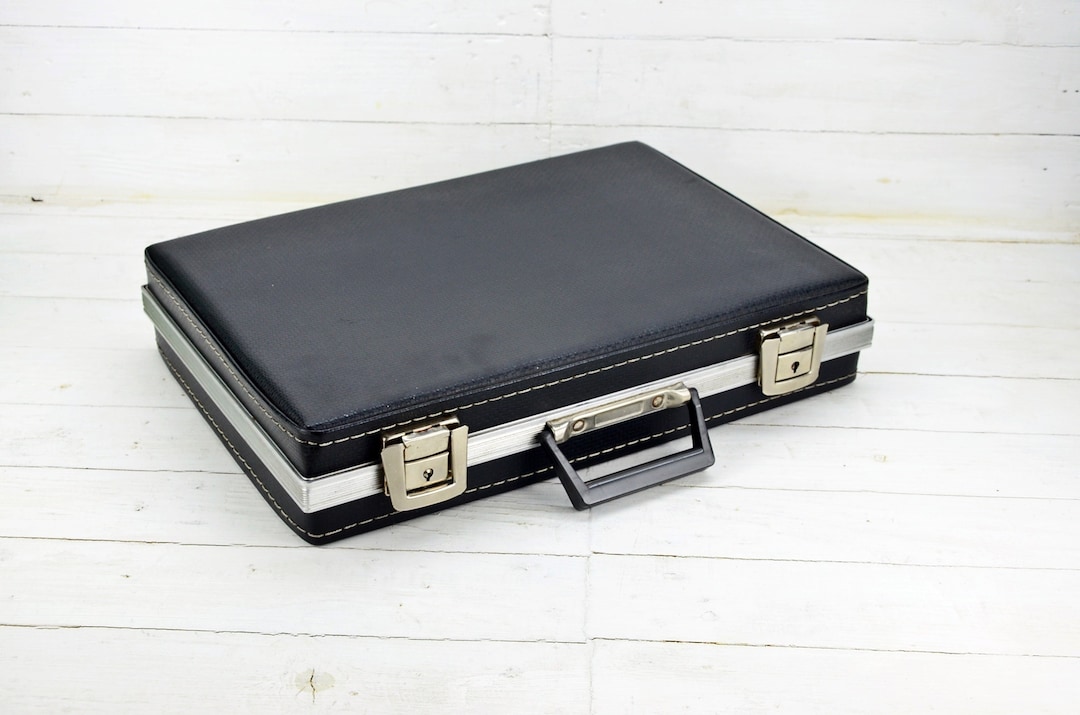 Diplomatic Black Briefcase, Vintage Diplomatic Briefcase, Retro