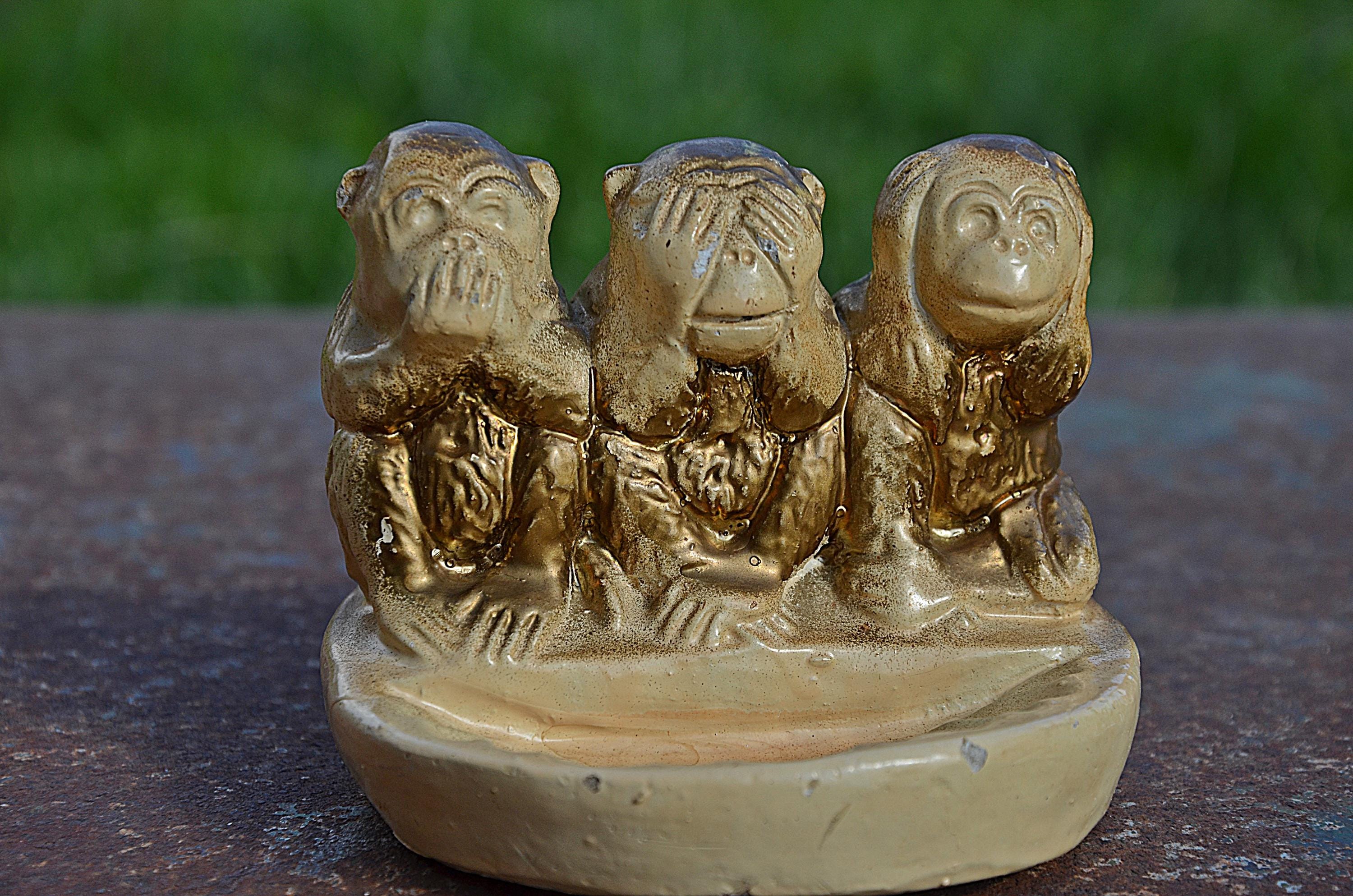 Vintage Three Wise Monkeys Figurine: Metal See No Evil Statue - Etsy
