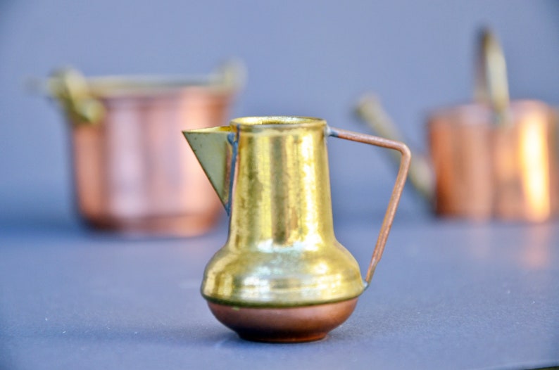 Copper Decor Set Small Copper Jug Mid Century Decor Etsy
