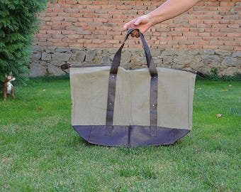 Bolso vintage de lona y cuero – Bolso de mano de los años 90