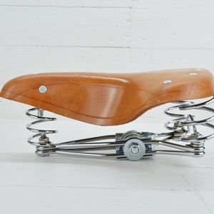 Vintage Bicycle Seat, Vintage Brown Genuine Leather Bicycle Seat, NЕW, NEWER USED zdjęcie 3