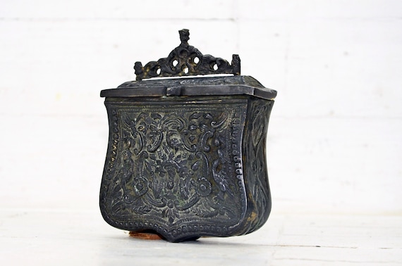 Polvere da sparo in ottone antico ottomano, custodia in polvere da sparo  vintage con design dei Balcani -  Italia