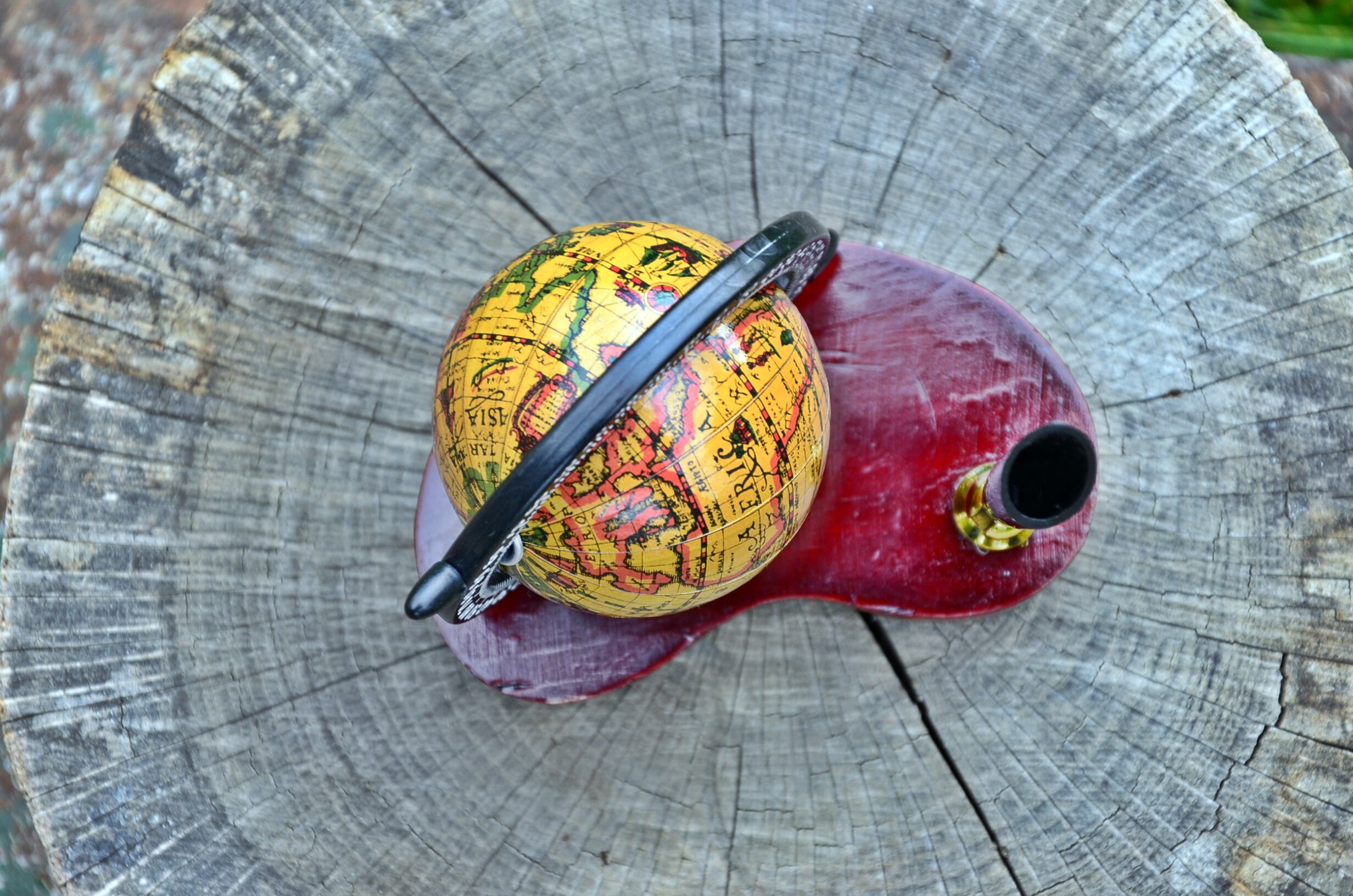 Vintage small globe pencil holder Decorative desk globe Etsy