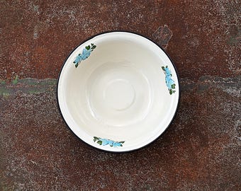 Vintage Emaille Waschbecken, große Blumenmetallschüssel, Bauernhaus rustikales Dekor, 50 cm Retro Becken