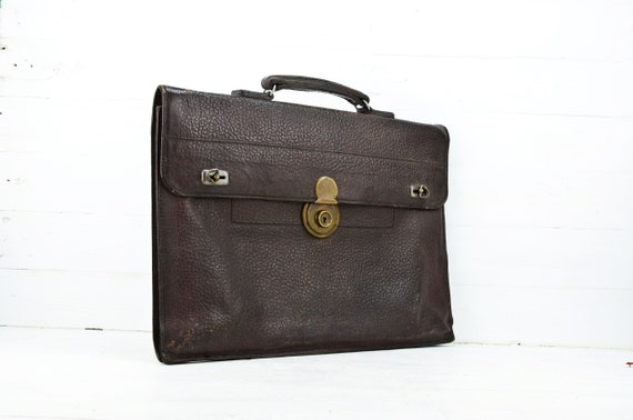 Vintage Genuine Leather Briefcase Handmade Bag Аark Brown - Etsy