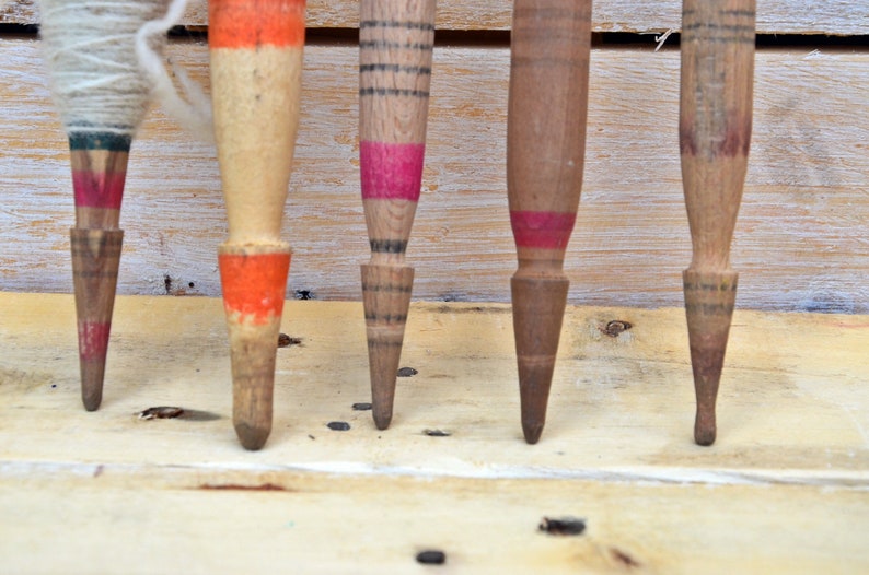 Antique Primitive Wooden Hand Carved Spindles for Weaving Wool Etsy