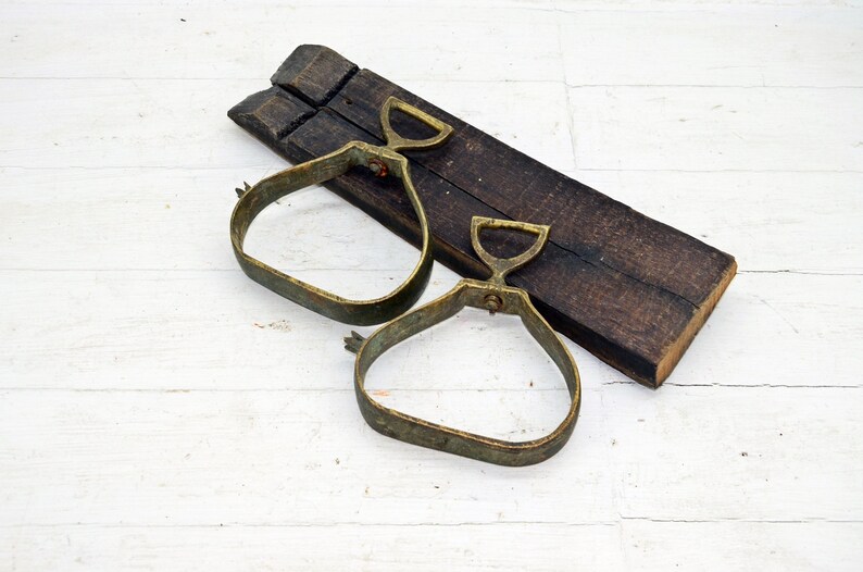 Antique Brass Horse Saddle Stirrups Pair Original Old Hand Etsy