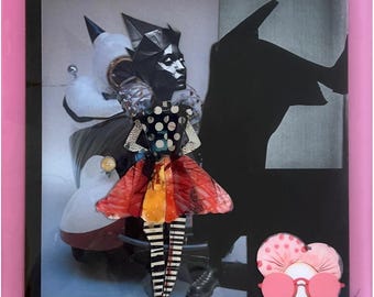 Obra de arte original de Sour Girl / Collage de resina sobre madera