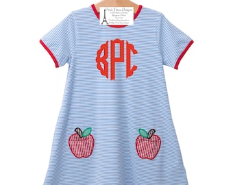 Girls Apple Monogram Dress