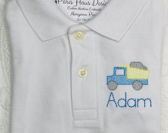 Boys Dump Truck Monogram Polo Design