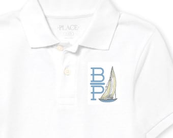 Boys Sailboat Monogram Polo Design