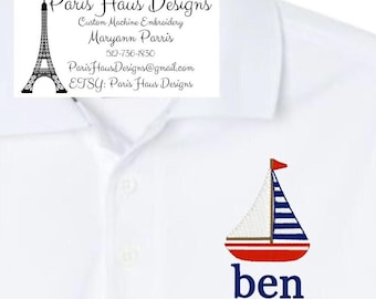 Boys Sailboat Monogram Polo Design