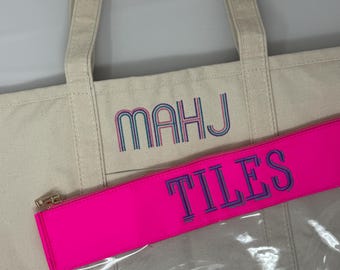 Mahjong Canvas Tote Bag and Zipper Tile Bag