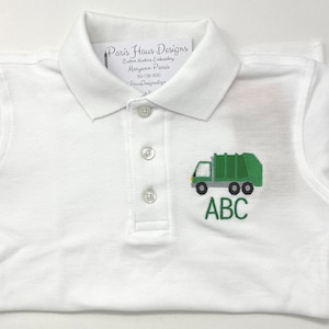 Boys Garbage Truck Monogram Polo Design