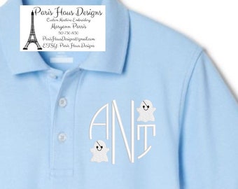 Boys Halloween Monogram Polo Design