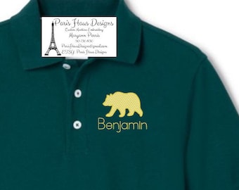 Polo con diseño de oso y monograma para niños