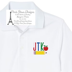 Boys Apple Pencil Monogram Polo Design