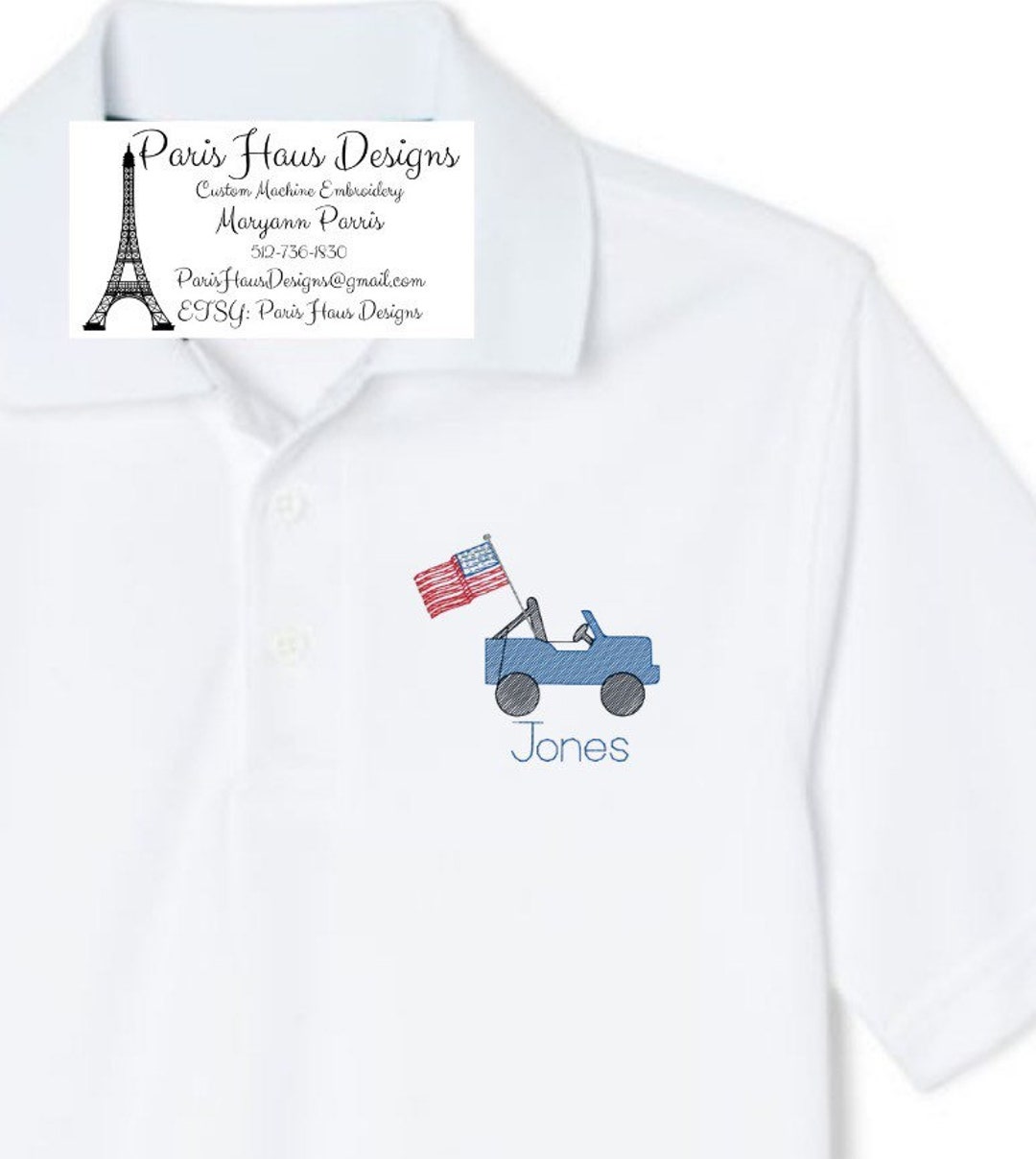 Boys Flag Jeep Monogram Polo Design - Etsy