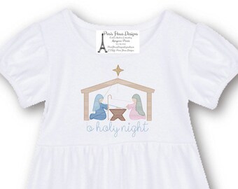 Girls Nativity Manger scene Monogram Dress