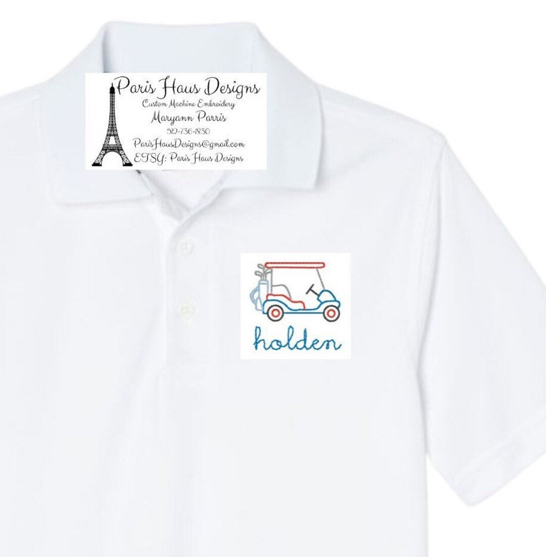 Golf Cart Embroidered Polo in White by Country Club Prep main image 1