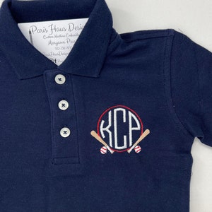 Boys Baseball Monogram Polo Design