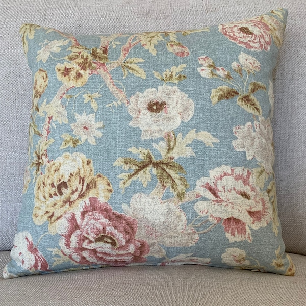 Pink and White Floral Toss Pillow Cover, English Farmhouse, French Country, Coastal Cottage, Shabby Chic, Cottagecore, Romantic Roses Pillow