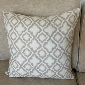 Gray and White Geometric Linen Pillow Cover, French Farmhouse Cushion, Cottagecore Sham