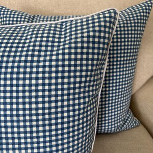 Blue Gingham Pillow Cover, Coastal Cottage, Transitional Check Decor image 3
