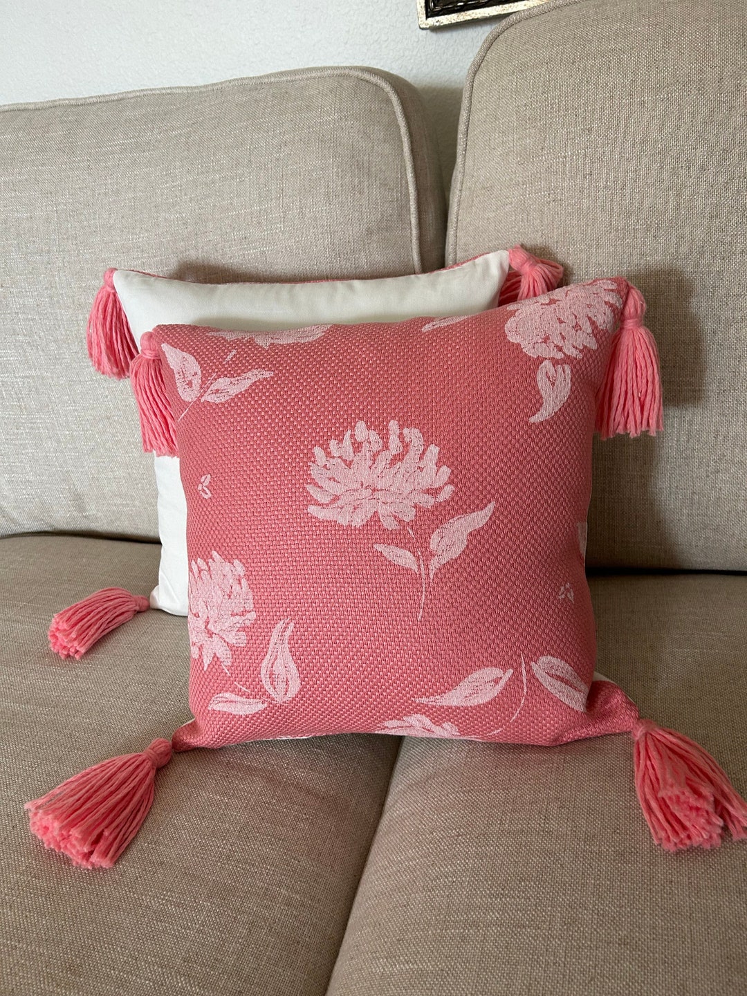 Set of 2 Pink and White Floral 14 Pillow Covers, Little Girl Pillow