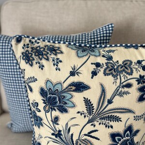 Blue Gingham Pillow Cover, Coastal Cottage, Transitional Check Decor image 5