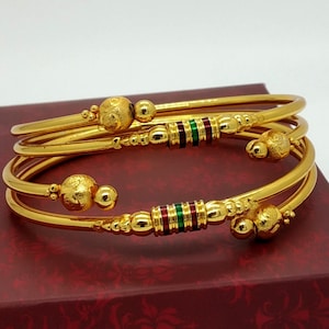 Designer Meenakari Bangles - Double Layer Bangles - Wedding Bracelets - Handmade Gold Bangles - Indian Bracelet - Jaipur Jewelry - Ethnic