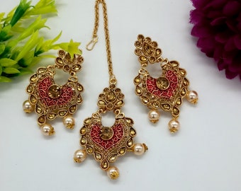 Details about   Bollywood Fashion Earrings Ethnic Indian Dulhan Jewelry Cz Manng Tikka Set ej190 