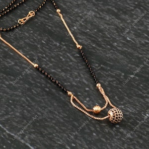 Gold Plated Mangalsutra: Black Beaded Indian Wedding Necklace