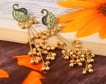 Lightweight Newly Launched Designer Peacock Jhumkas, High Trend Jhumkies, Festive Fusion Kashmiri Inspired Earrings
