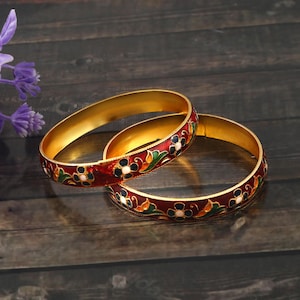 Hand Painted Multi Enameled Bangles - Designer Handmade Multi Color Kada Bangles - Indian Wedding Bridal Jewelry - Bohemian Colorful Bangles