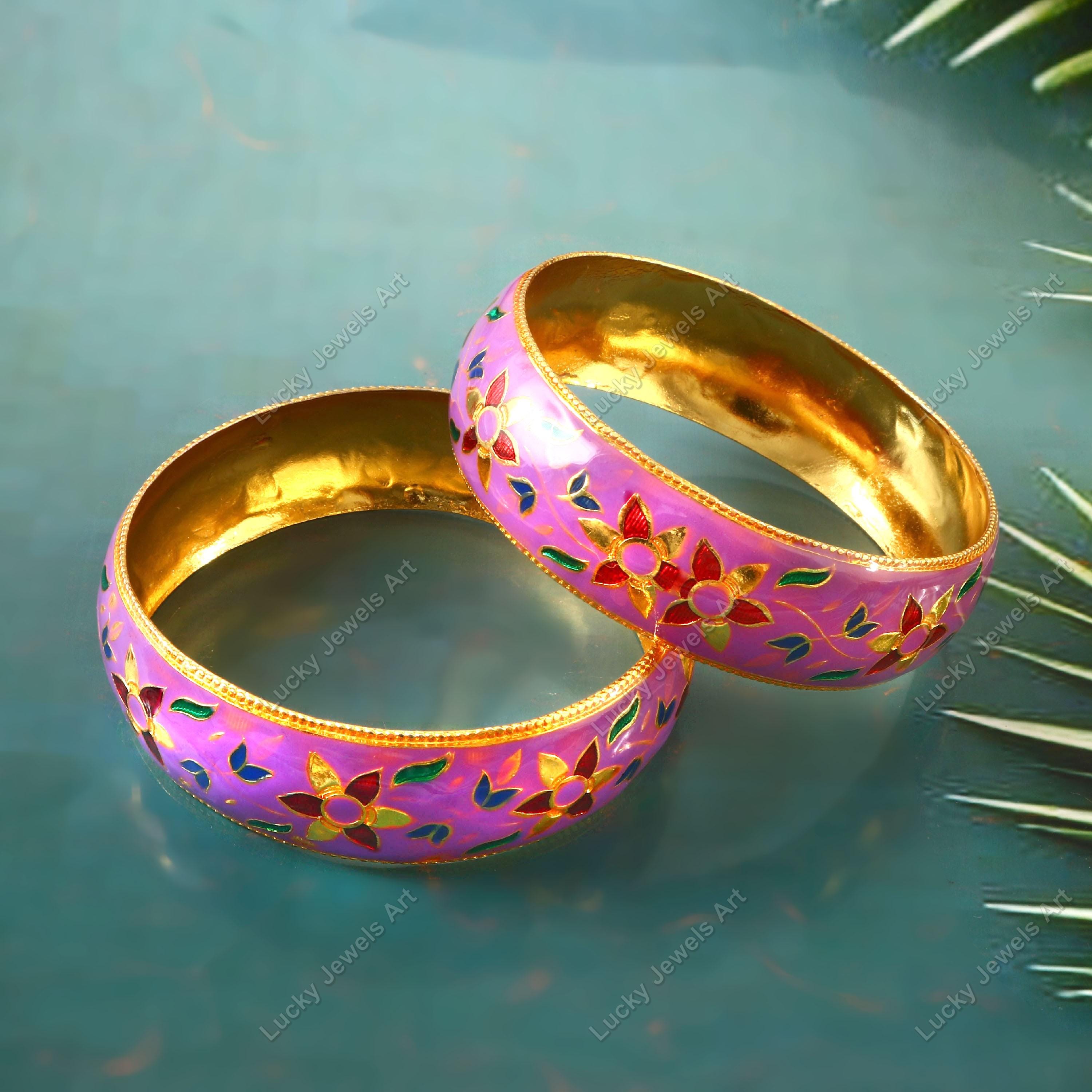 Handmade Multi Enameled Bangles: Indian Kada Bridal Jewelry ...