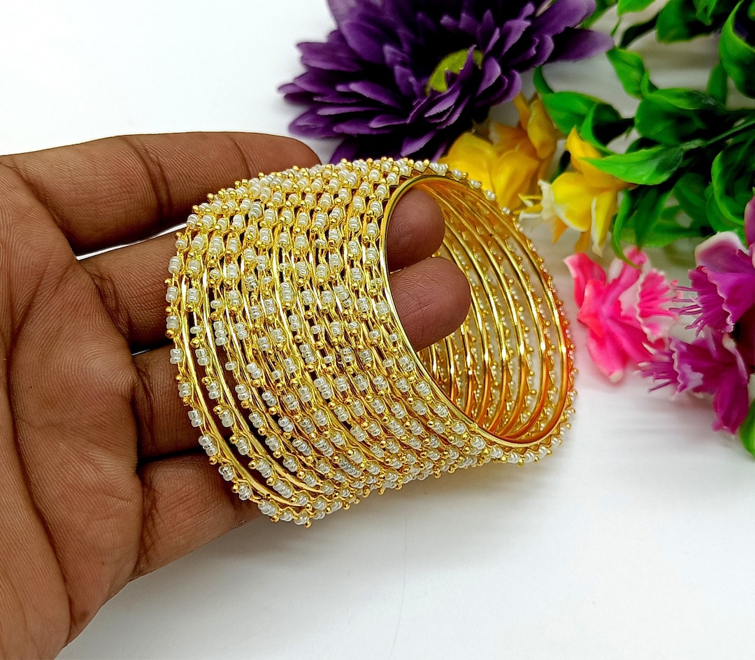 12 Bangle Set - 22kt Gold Plated Bangles - Bollywood Tribal Jewelry ...