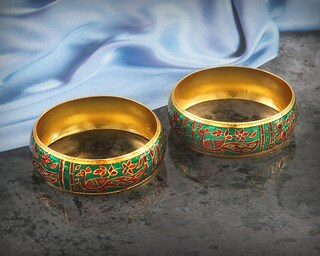 Touchstone Set Di 24 Braccialetti Colorati Indiani, Design Con Smalto Dorato E Verde Pastello, Gioielli Etnici Per Donne, Diametro 6,35 Cm, Regalo Matrimonio