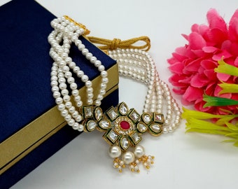 Gargantilla Kundan fina - Gargantilla india -Collar con cuentas de perlas de lujo - Joyería de boda india -Collar Sabyasachi -Collar de puño -Boda nupcial