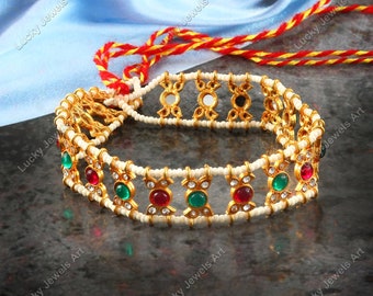 Multi Stone Matha Patti / Gold Head Band / Polki Damini / 22kt Gold Hair Jewelry / Indian Bridal Wedding Headpiece / Pakistani Matha Patti