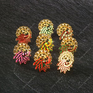 Meenakari Peacock Ring: Kundan Gold Plated Adjustable Ring