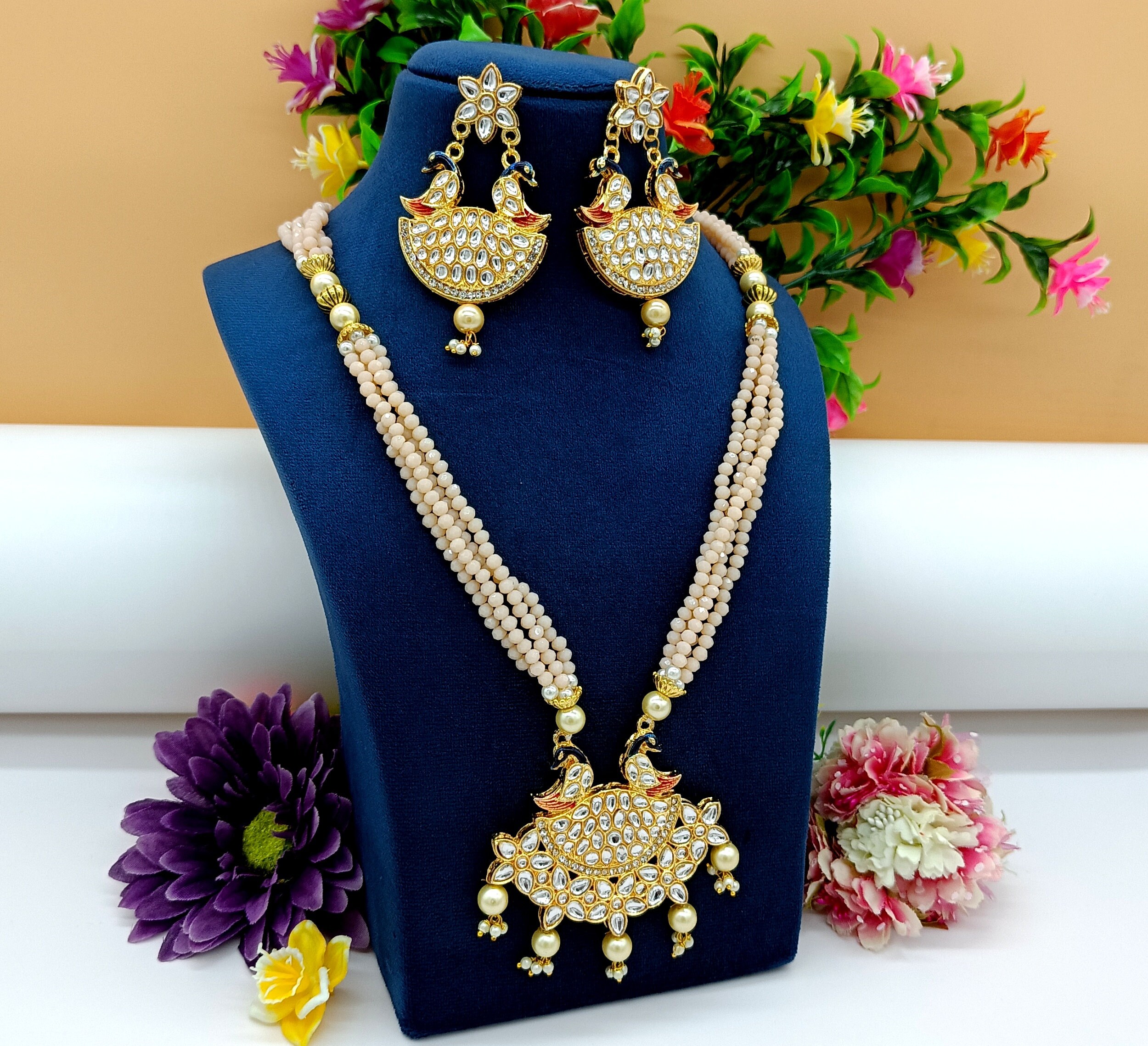 Hand Painted Peacock Necklace Jodha 